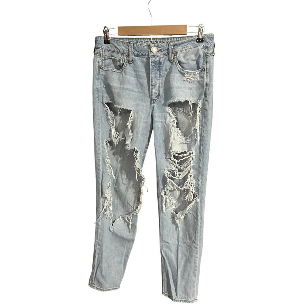 American Eagle Distressed Jeans Light Wash Blue Size 10 Regular